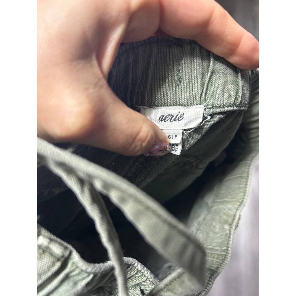 Aerie Womens Cargo Jogger Pants Cotton Lyocell Small Olive Green Utility Tapered - Picture 2 of 7